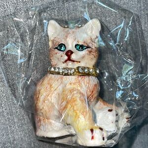 Ingbear Rhinestone Cat Figurine Trinket Box / Home Decor